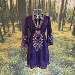 Flying Tomato Embroidered Boho Mini Dress – Size S